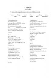 English Worksheet: Im with you (Avril Lavigne)
