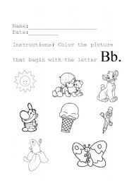 English worksheet: letter Bb