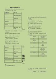 English Worksheet: FAMILY AND PLURALS