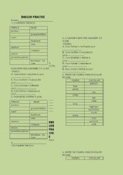 English worksheet: FAMILY AND PLURALS