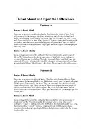 English Worksheet: Read Aloud and Spot the Differences