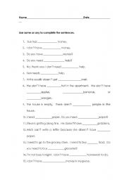 English Worksheet: SOME OR ANY