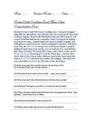 English Worksheet: Pirates of the Caribean comprehension