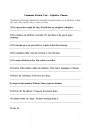 English worksheet: Adjective Clause worksheet