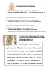 English Worksheet: making sentences using participle phrases