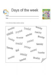 English Worksheet: Days of the week