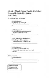 English worksheet: Lesson 12: At the Fire Station
