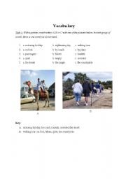 English worksheet: Vocabulary exercises on travelling