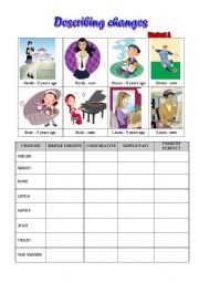 Pairwork - Talking about changes - Two sheets for Student A and B