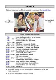 English Worksheet: Pair work - Past Continuous