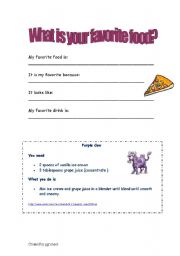 English worksheet: What is your favorite food?