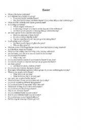 English worksheet: Easter Questions 