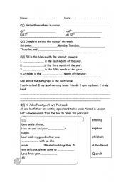 English worksheet: ordinal numbers