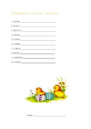 English worksheet: Easter Word Scramble