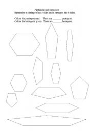 English worksheet: Pentagons and Hexagons