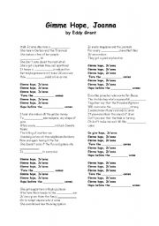 English worksheet: enjoyable song to sing and dance Gimme Hope Joanna