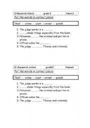 English worksheet: vocabulary of safety