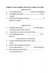 English worksheet: dialogue passive exercise