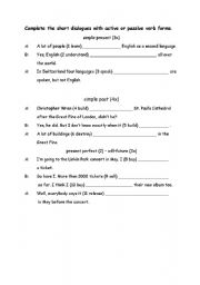 English Worksheet: dialogue passive exercise