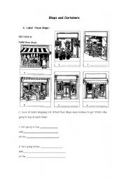 English Worksheet: Shops and Containers