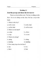 English worksheet: 2 reading passages for young kids