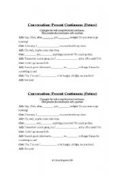 English Worksheet: Conversation - Present Continuous (Future)