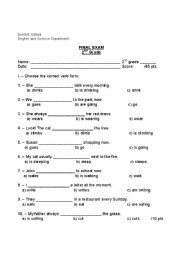 English worksheets: Exam 2nd Grade