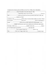 English worksheet: Verb passage