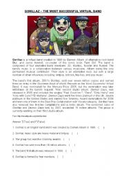 English Worksheet: Gorillaz The most successful virtual band!