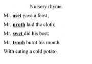 English worksheet: nursery rhyme