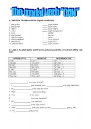 English Worksheet: the modal verb can for ability