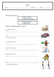 English worksheet: exercises whats his/her job?