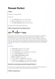 English worksheet: Present Perfect rules