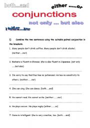 English Worksheet: conjunction