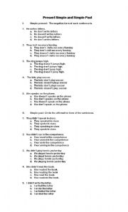 English worksheet: Present Simple and Simple past