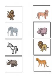 English Worksheet: Wild Animals Cards