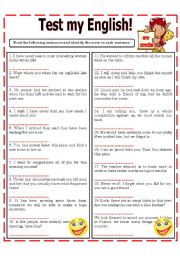 English Worksheet: TEST MY ENGLISH! - - - ERROR CORRECTION