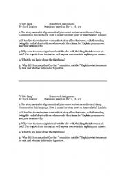 English worksheet: White Fang Writing Assignment  