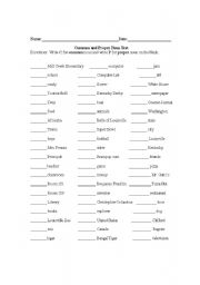 English Worksheet: Common and Proper Nouns