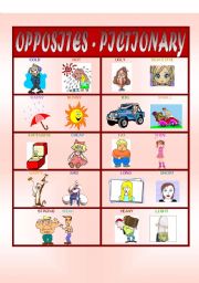 English Worksheet: Opposites - Pictionary (set 1)