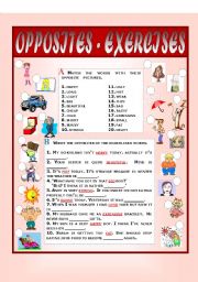 English Worksheet: Opposites - Exercises (set 1)