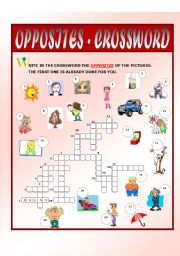 English Worksheet: Opposites - Crossword (set 1)