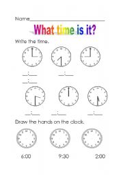 English worksheet: What time is it?