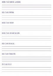 English worksheet: CAN FOR ABILITY