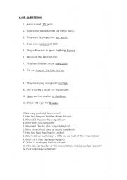 English Worksheet: make questios