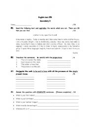 English Worksheet: Grammar test for verb tenses