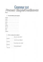 English worksheet: Grammar test