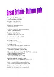 English Worksheet: Great Britain  - quiz