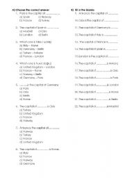 English Worksheet: capitals of countries