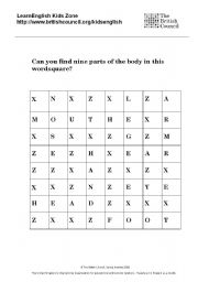 English worksheet: body